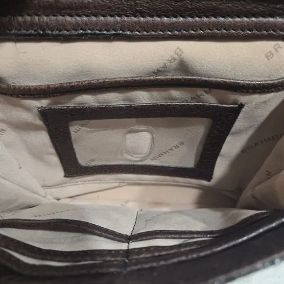 Brahmin Genuine Leather Calf Hair Leopard Print Crossbody Bag croc embossed - Picture 6 of 16